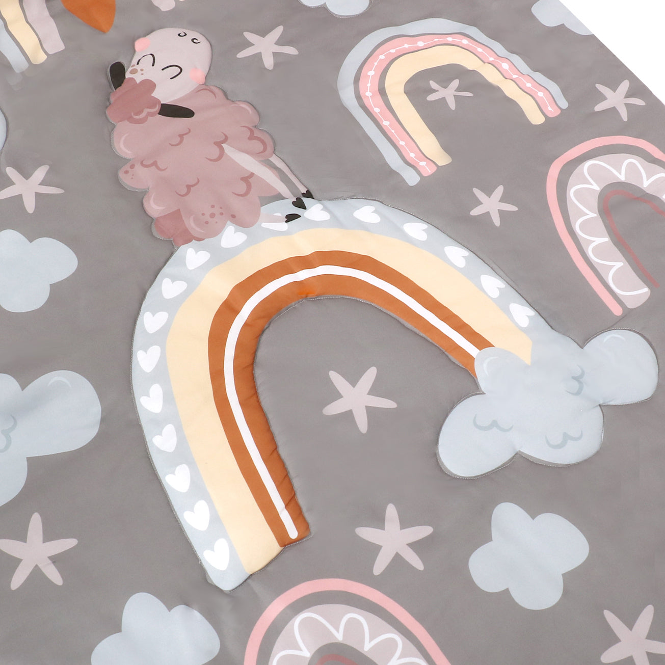 Rainbow Sheep Cartoon Kids Sleeping Bag with Pillow, Grey