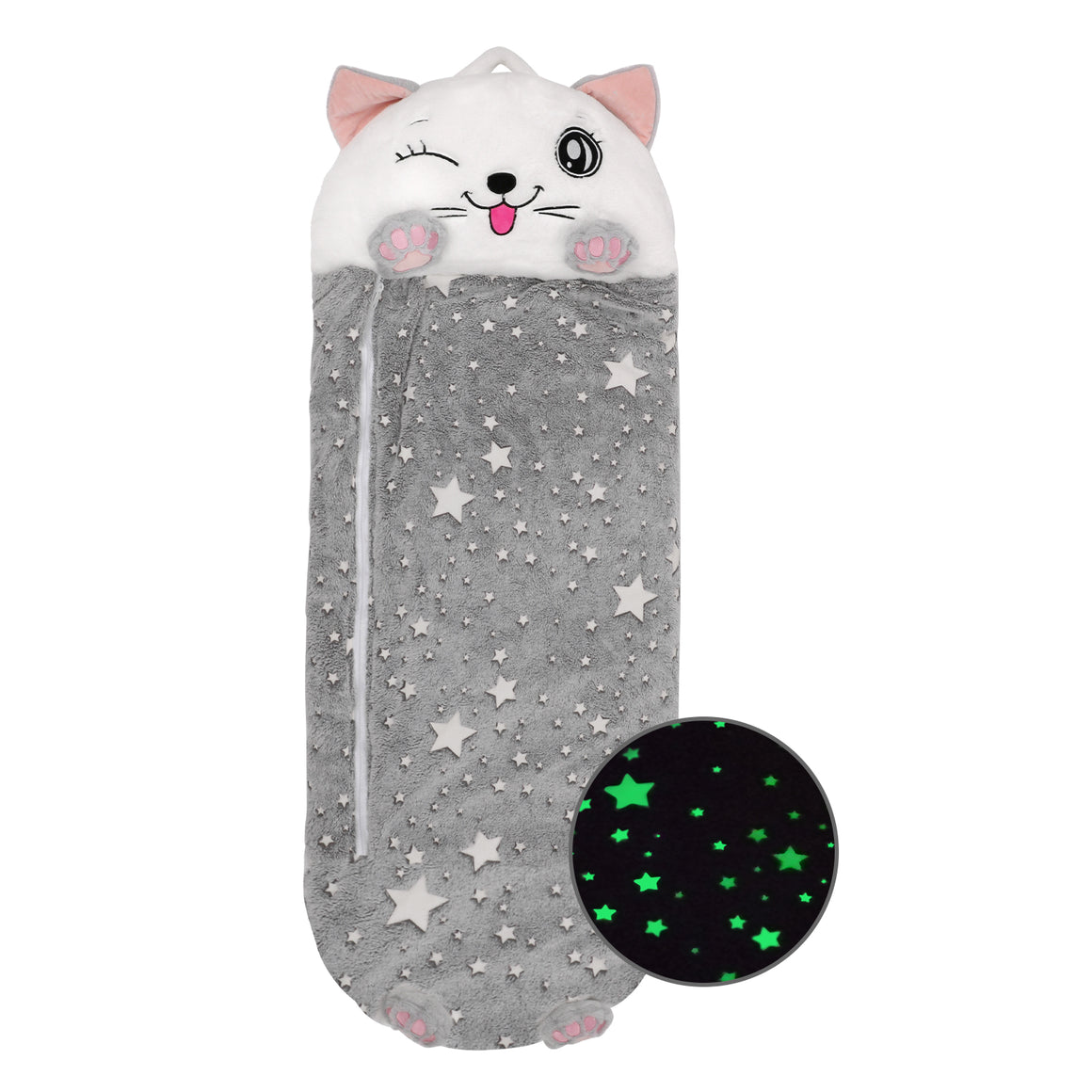 Grey Cat Glow In the Dark Sleeping Bag