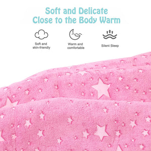 Pink Glow in the Dark Sleeping Bag for Girls with Pillow - Stars