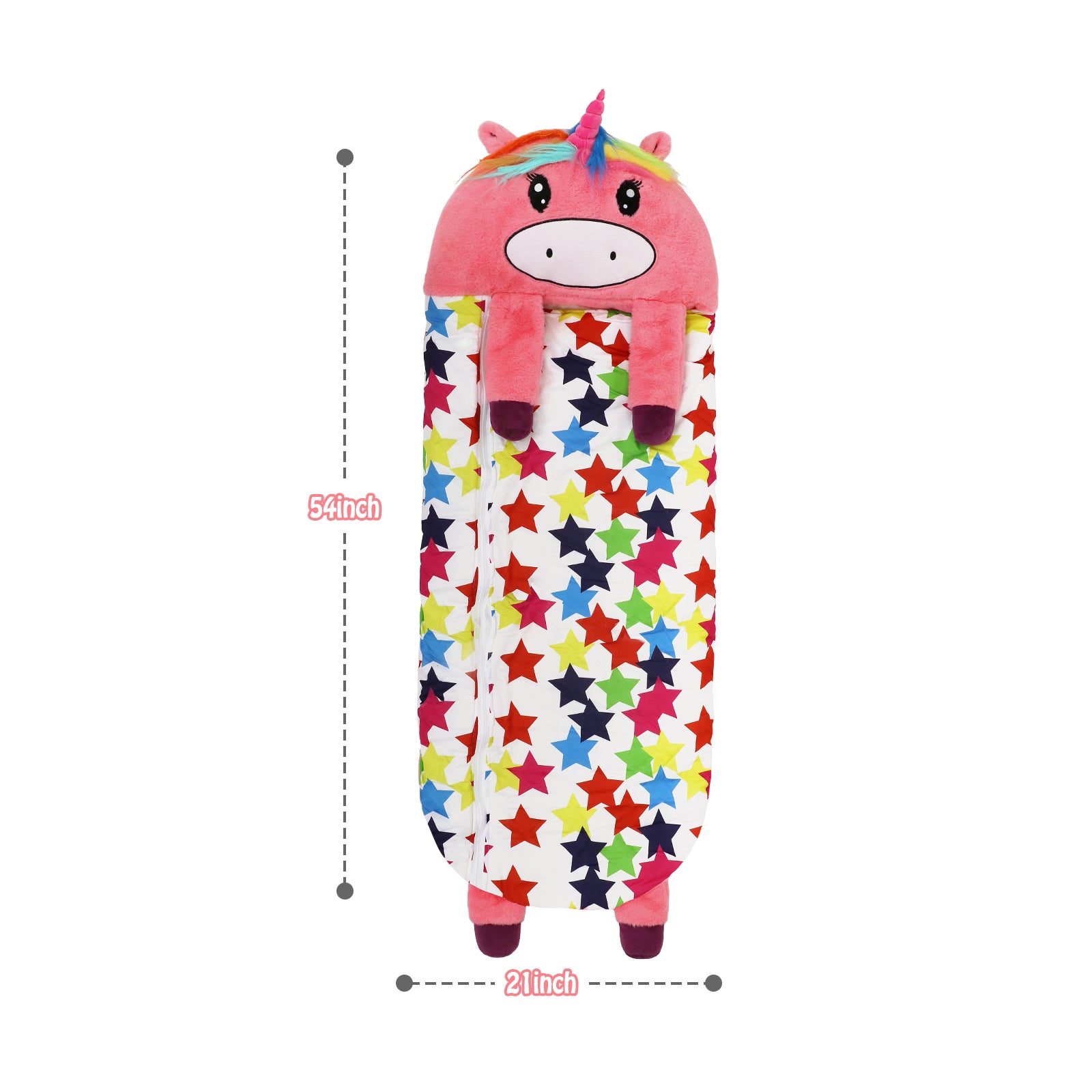 Pink Unicorn Sleeping Bag for Little Girls, Stars Pattern