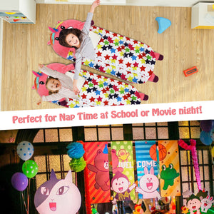 Pink Unicorn Sleeping Bag for Little Girls, Stars Pattern