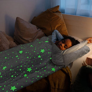 Glow in the Dark Sleepy Sack with Pillow for Kids, Grey Stars