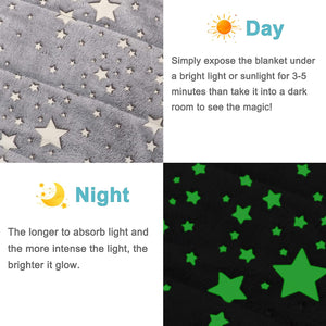 Glow in the Dark Sleepy Sack with Pillow for Kids, Grey Stars